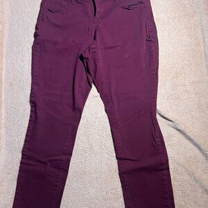 Wax Jean Los Angeles Women 14 Maroon‎ Burgundy Mid Raise Straight Leg Jeans (L)